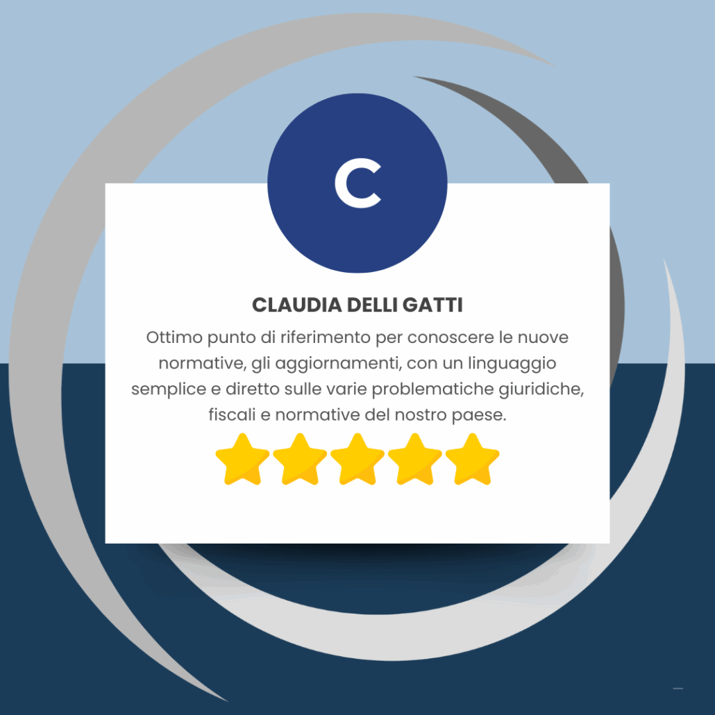 Recensione a 5 stelle di Claudia Delli Gatti sul servizio del Commercialista Online, con elogio alla chiarezza e utilità degli aggiornamenti fiscali e normativi.
